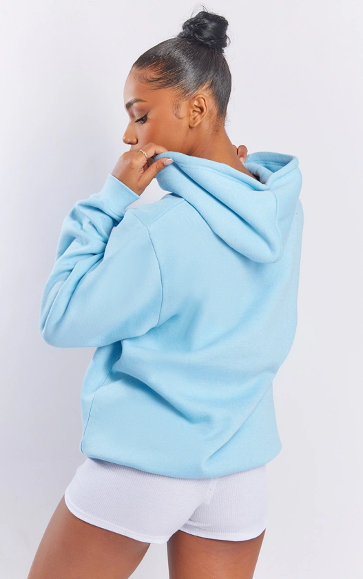 Baby Blue Oversized Fit Sweat Hoodie | Tops