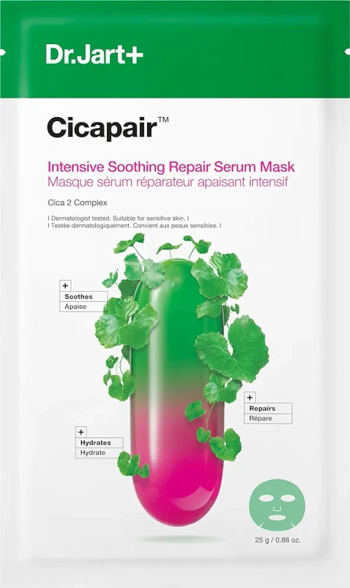 Dr.Jart+ Cicapair Sensitive Skin Serum Face Mask for Redness | Sheet Mask | Korean Skin Care, 0.88 Ounce