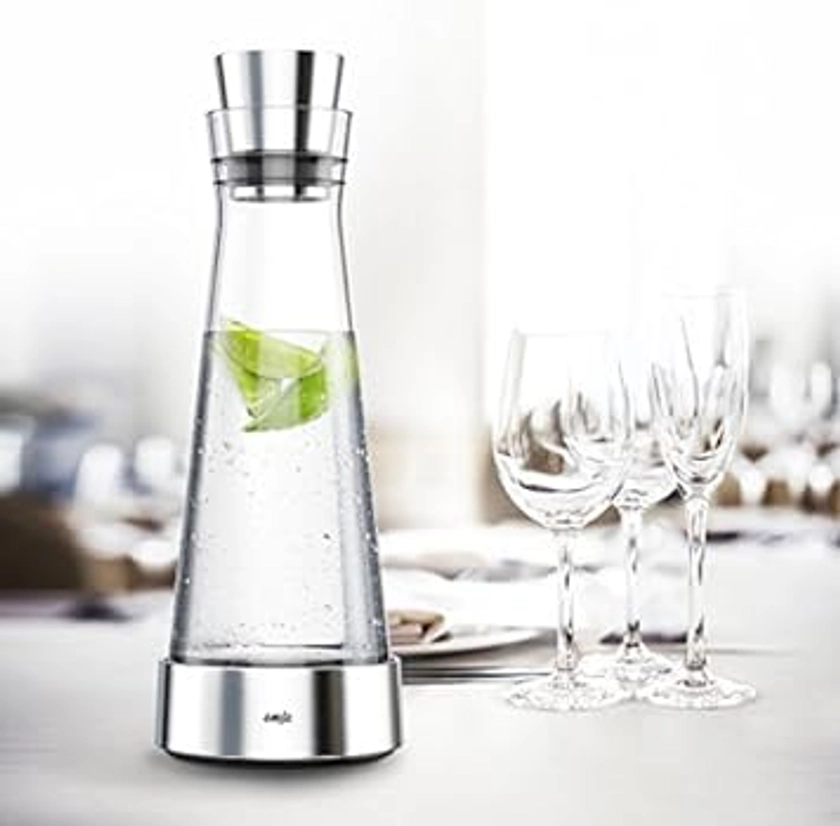 Emsa 514233 Flow Slim Glass Jug with Cooling Element | Elegant Design | 1 Litre | Transparent 11 x 11 x 38 cm : Amazon.com.be: Home & Kitchen