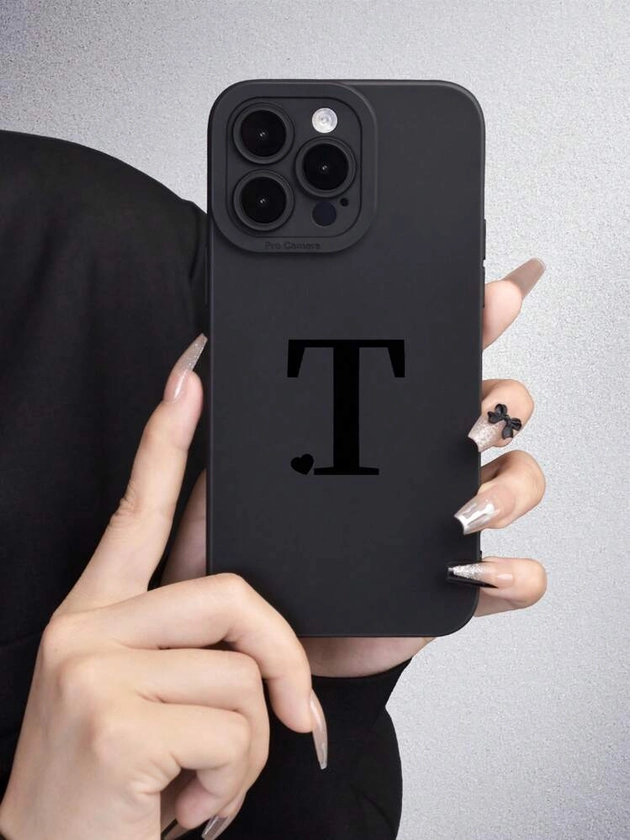 1pc Black Angel Eye Matte TPU Soft Case Cover With Alphabet Letters A/B/C/D/E/F/G/H/I/J/K/L/M/N/O/P/Q/R/S/T/U/V/W/X/Y/Z, Full Protection Against Dust And Water, Compatible With Apple And Samsung | SHEIN UK