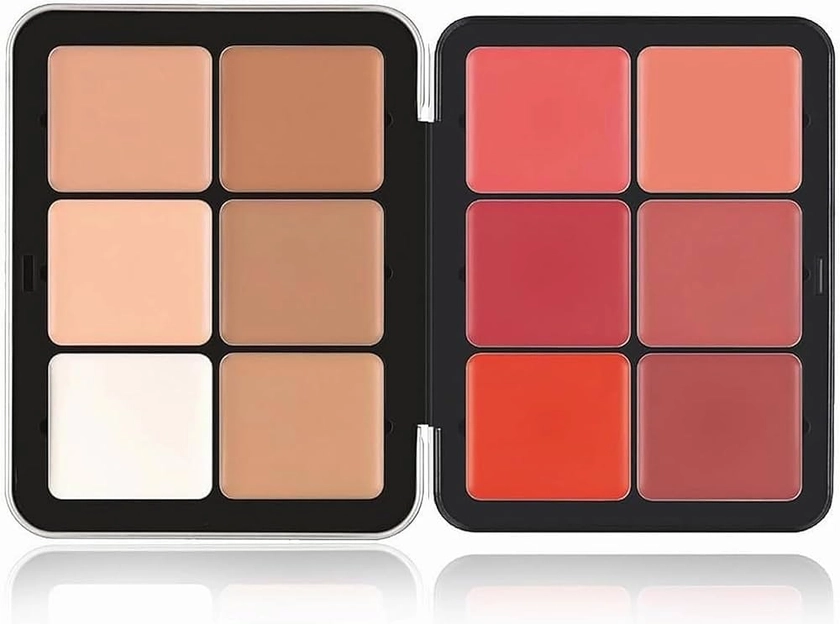 12 Colors Concealer Palette,Blush Palette, Waterproof, Long-Wearing Full Coverage Makeup for Flawless Skin, Cream Blush Palette for All Skin. (Série rouge)