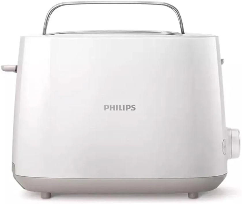 Philips Domestic Appliances Tostadora, 2 Ranuras, 8 Ajustes, Rejilla Calientabollos, Descongelación, Elevación Alta, Apagado Auto, Blanco, HD2581/00