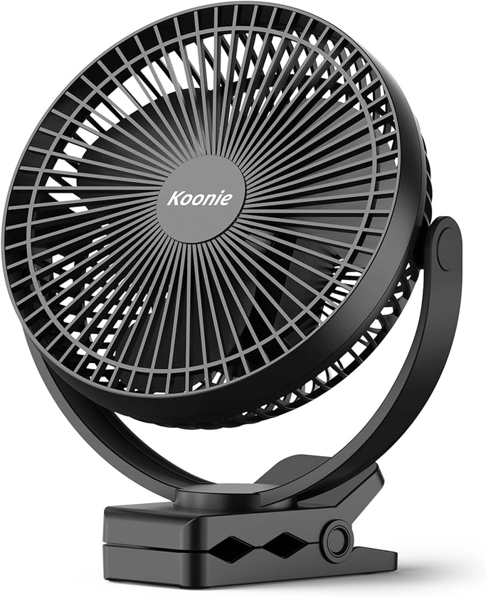 KOONIE 10000mAh Clip on Fan Battery Operated, USB Fan with Clip, 8-Inch Portable Desk Fan with 4 speeds and 24 Hours Working Time for Office Golf Car Outdoor Travel Baby Stroller Camping Tent