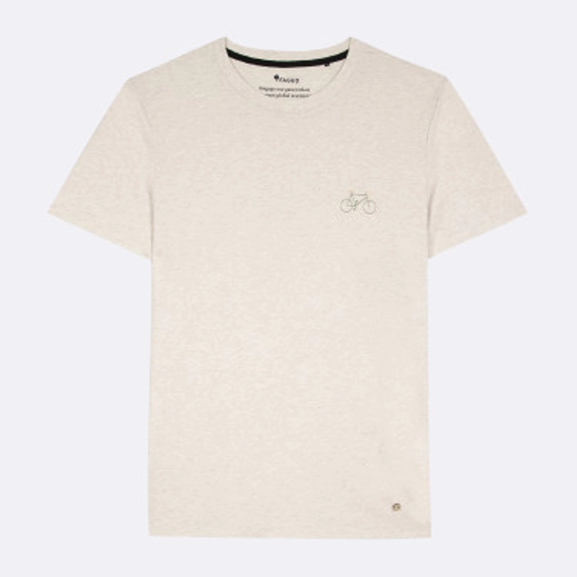 T-shirt beige coton et coton recyclé - modèle Arcy - FAGUO