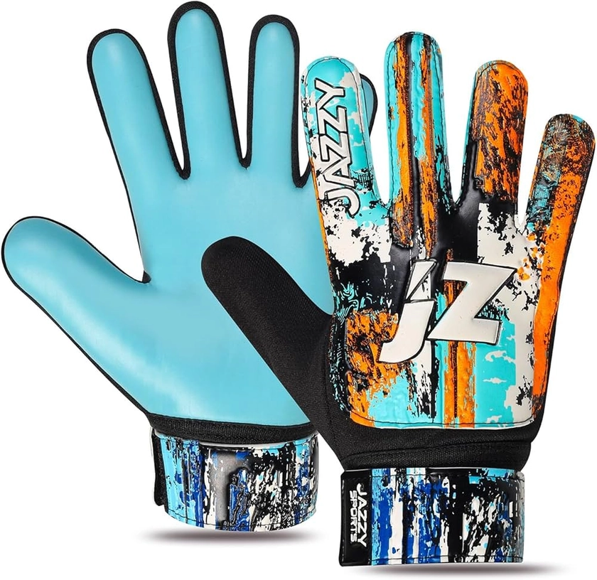 Soccer Goalie Gloves for Kids, Youth Goalkeeper Gloves Anti Slip 4mm Latex Palm with Strong Grip Double Wrist Protection