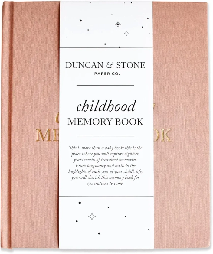 Baby Book Childhood Journal (Dusty Rose, 175 Pages) by Duncan & Stone - Milestone & Child Memory Book from Pregnancy to Year Eighteen – Childhood Memories Journal for Parents