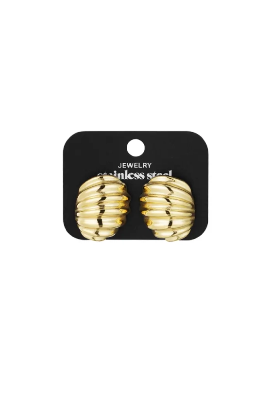 Earrings ribbed basic - gold SKU0292527-188 Gold Wholesale SKU0292527-188