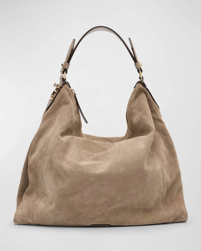 Jimmy Choo Ana Zip Leather Hobo Bag