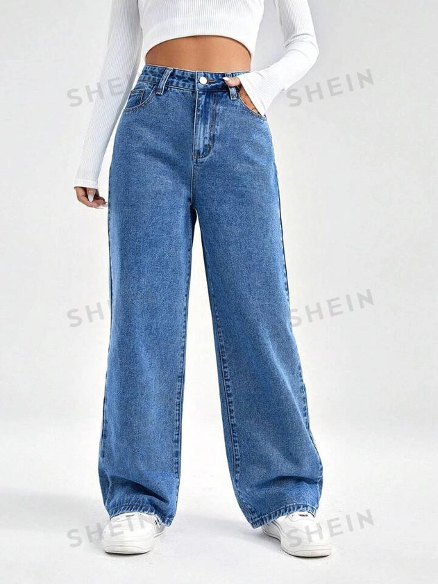 SHEIN EZwear Perna Larga Jeans