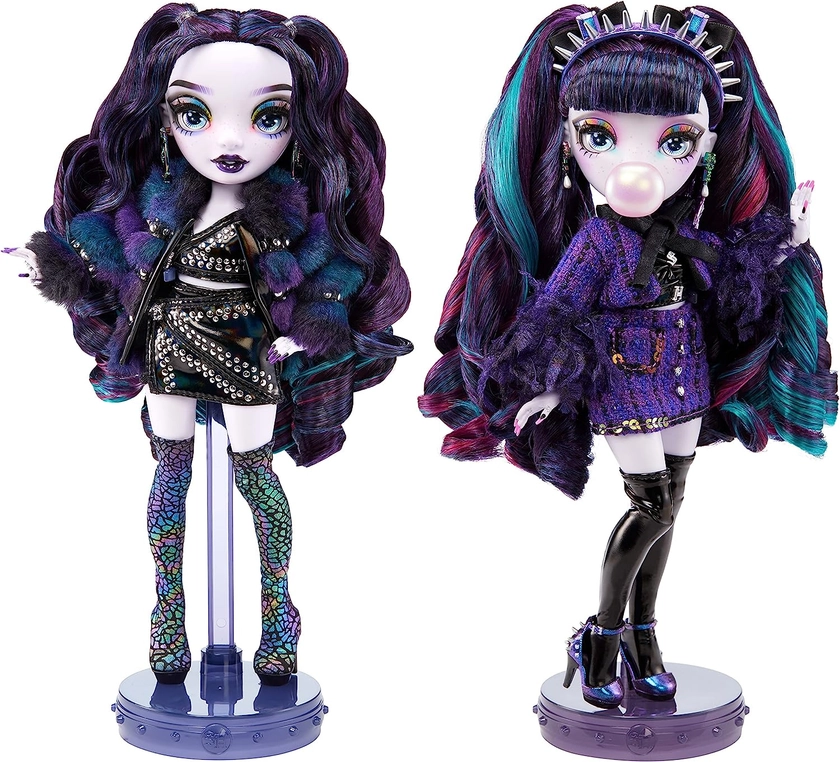 Rainbow High Shadow High Special Edition Twins - pacote com 2 bonecas da moda. Roupas de grife roxas e pretas com acessórios, ótimo presente para crianças de 6 a 12 anos e colecionadores, multicoloridas, 585879