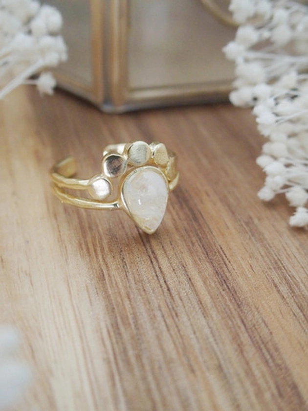 Bague Astrid pierre de lune naturelle | Adèle et Louise