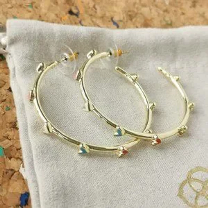 Kendra Scott Haven Heart Gold Multi Color Hoop Earrings jewelry accessories