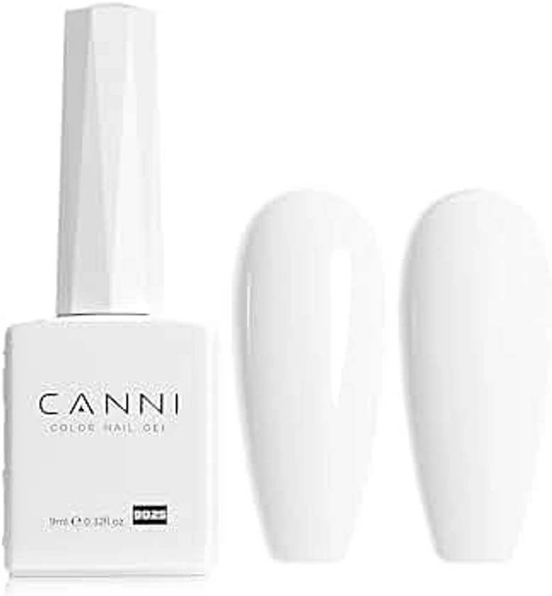 CANNI White Gel Nail Polish, 1Pcs White Gel Polish Pure White Color Nail Polish Gel High Gloss Soak Off U V Gel Nail French Nail Manicure Salon DIY
