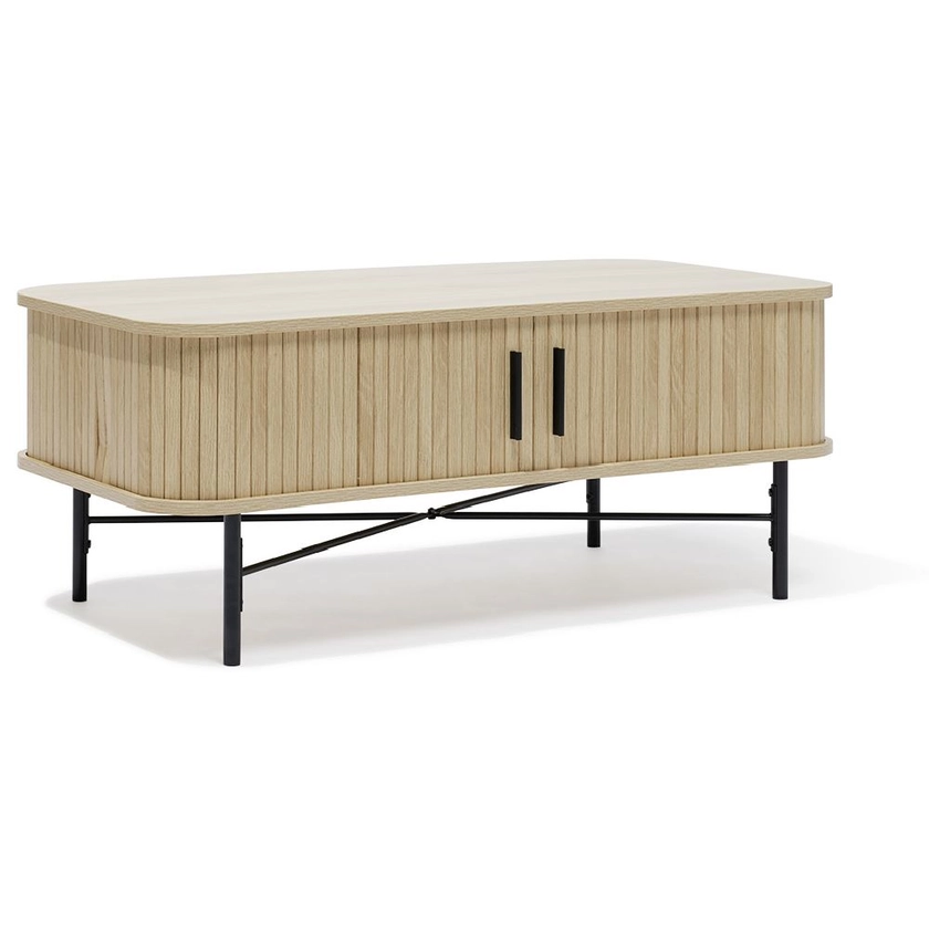 Table basse Grège bois naturel et noir - L100xH40xP50 cm