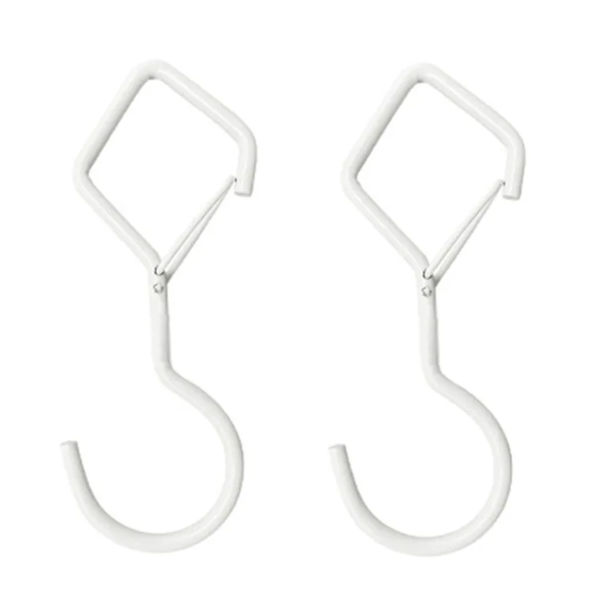 2pcs Household S Hooks For Hanging Metal Windproof Hooks With Safety Buckle, Color: White | CDON