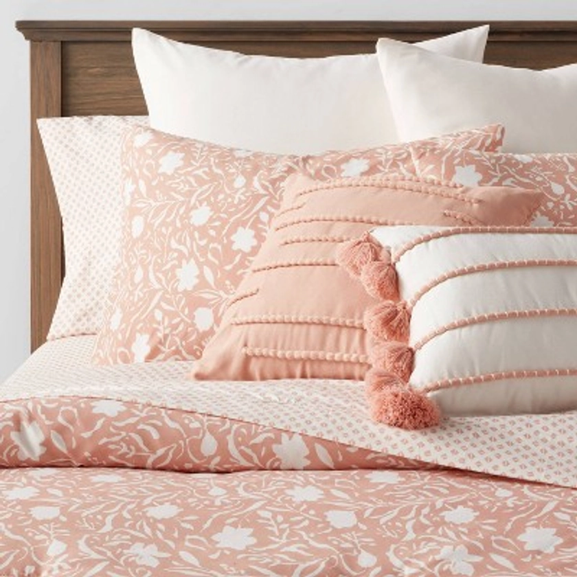 12pc King Floral Boho Comforter & Sheets Set Terracotta Pink - Threshold™
