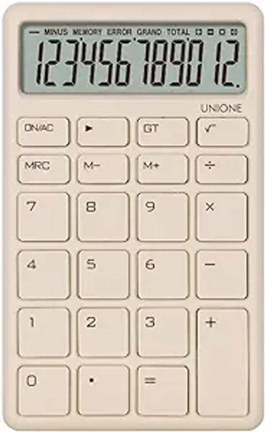 Pocket & Desktop Beige Calculator with a Bright LCD, Dual Power Handheld Desktop. Color. Business, Office, High School