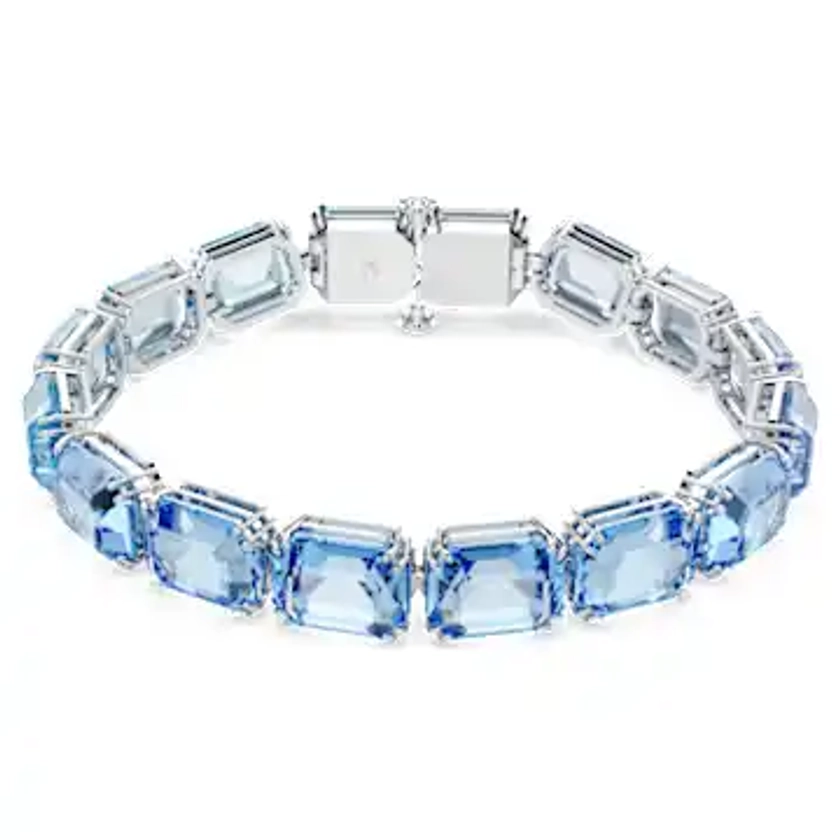 Millenia Tennis bracelet, Octagon cut, Color gradient, Blue, Rhodium plated by SWAROVSKI