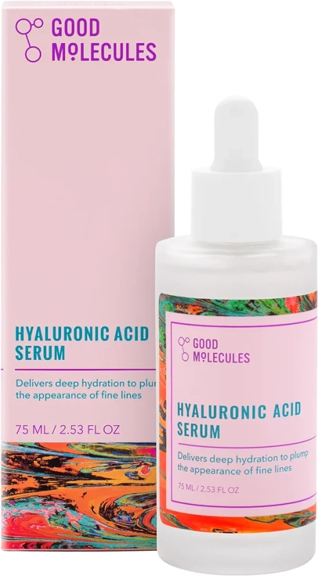 Good Molecules Hyaluronic Acid Serum - Hydration for Dry Skin to Moisturize, Plump, and Firm - 1% HA, Anti-aging Water-Based Skincare for Face