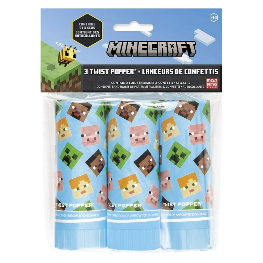 Mulitcolor Minecraft Party Twist Poppers, 3ct - Walmart.com