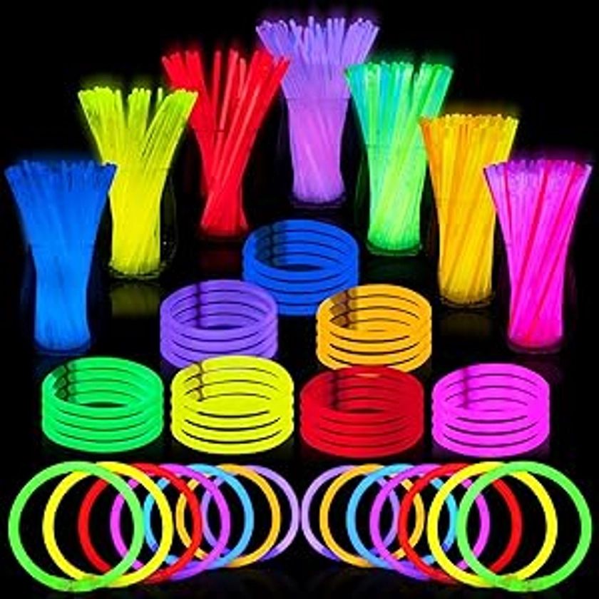 JOYIN Lot de 200 bâtons phosphorescents ultra lumineux de 20 cm de long pour bracelets et colliers - Décorations de fête phosphorescentes avec connecteurs pour anniversaire, mariage, Halloween
