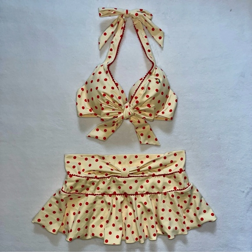 Cream & Red Polkadot Swimsuit