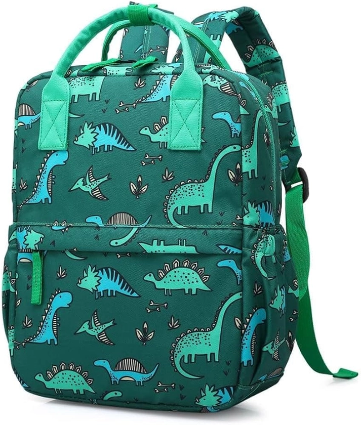 Cute Toddler Preschool Backpack Dinosaur Unicorn School Book Bag for Girls, Boys Kids Kindergarten Nursery Travel Bag with Chest Strap(Green Dinosaur)