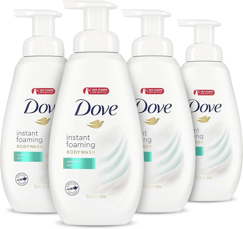 Amazon.com: Dove Instant Foaming Body Wash 4 Count for Softer and Smoother Skin Sensitive Skin Effectively Washes Away Bacteria While Nourishing Your Skin 13.5 oz : Clothing, Shoes & Jewelry