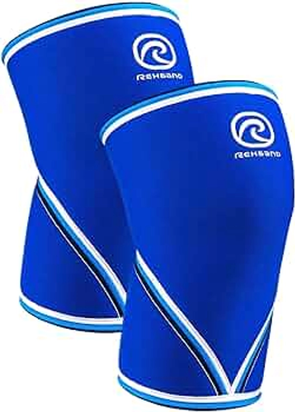 Rehband 7051 Classic 7mm V-Knee-Sleeve for Weightlifting, Competition Grade Powerlifting Knee Sleeve, Compression Sleeve for Crossfit, Squats, Gym, Colour:Blue - 1 Pair, Size:X-Small