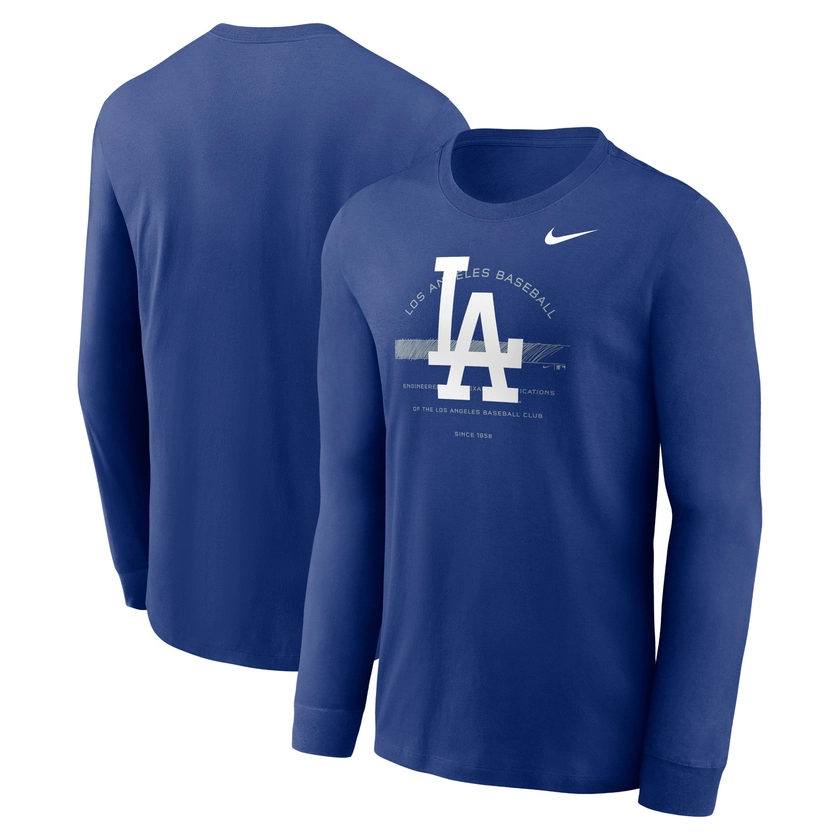 Men's Los Angeles Dodgers Nike Royal Over Arch Performance Long Sleeve T-Shirt