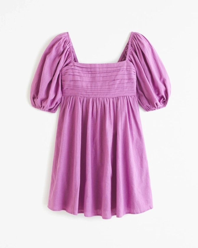 Women's Emerson Linen-Blend Puff Sleeve Mini Dress | Women's Dresses & Jumpsuits | Abercrombie.com