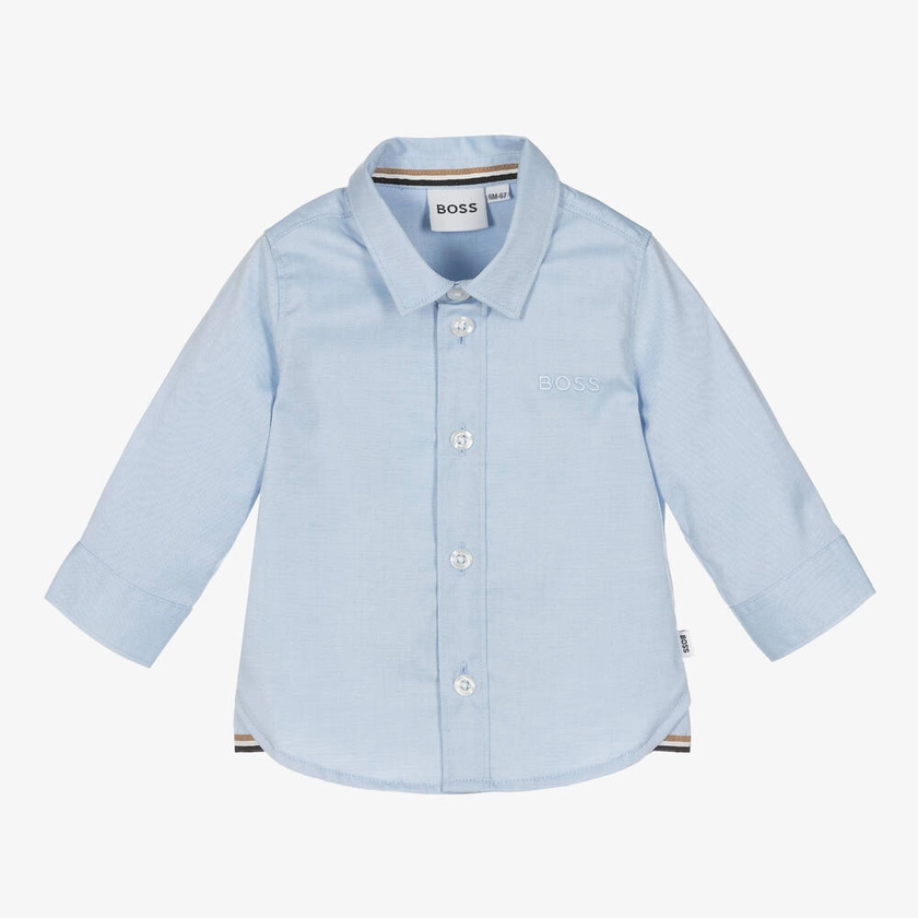 BOSS Baby Boys Blue Oxford Cotton Shirt