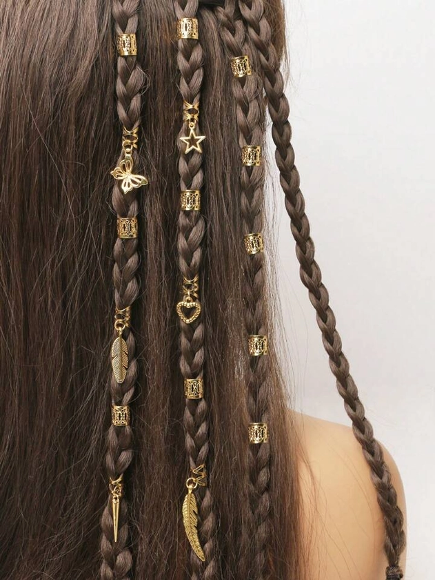 26pcs Mixed-Style Golden Cross Braiding Hair Bands Women's Headband Hair Accessories Boho