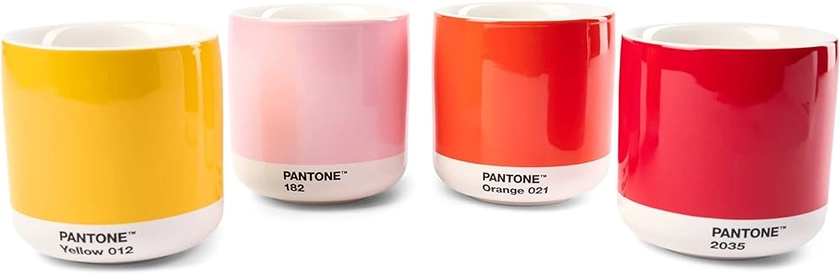 Pantone Latte Thermo Cup, 220ml, 4 Pack - Yellow, Red, Orange, Light Pink