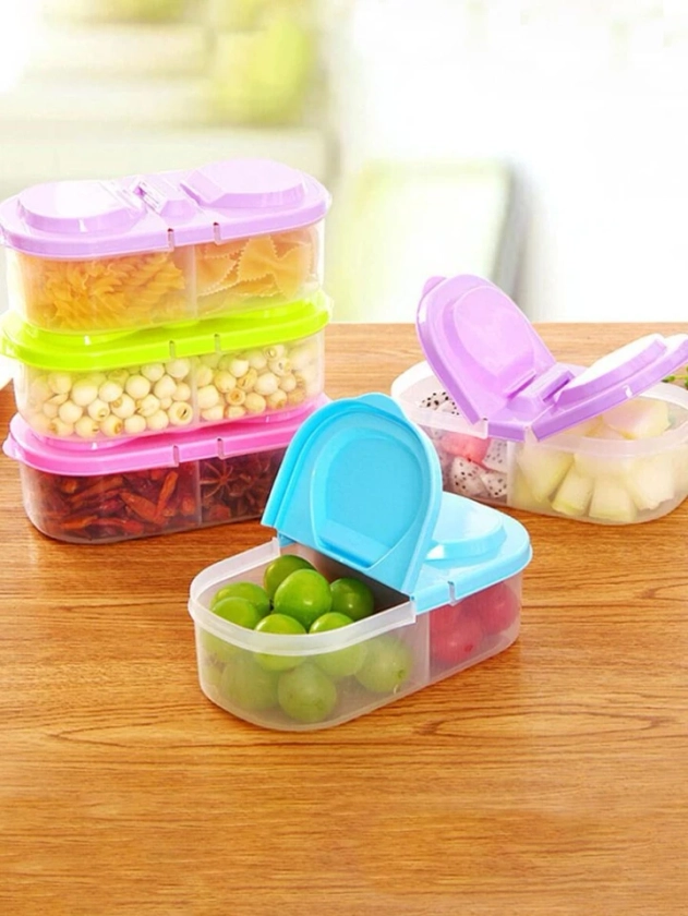 1pc Double Layers Sealed Food Storage Container For Kitchen, Refrigerator, Plastic Box For Organizing | SHEIN UK