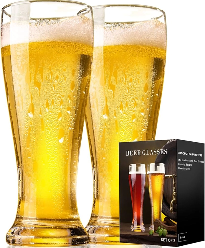 Amazon.com: PARACITY Conjunto de 2 copos de cerveja de 473 ml, copos de cerveja Pilsner, copos de cerveja de trigo, conjunto de copos de bebida, presente de vidro para homens : Casa