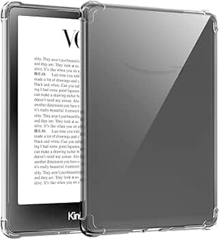 TQQ Clear Case for 6.8" Kindle Paperwhite (11th Generation-2021) and Kindle Paperwhite Signature Edition, Ultra Soft Flexible Transparent TPU Skin Bumper Back Cover Shell for Kindle Paperwhite 2021