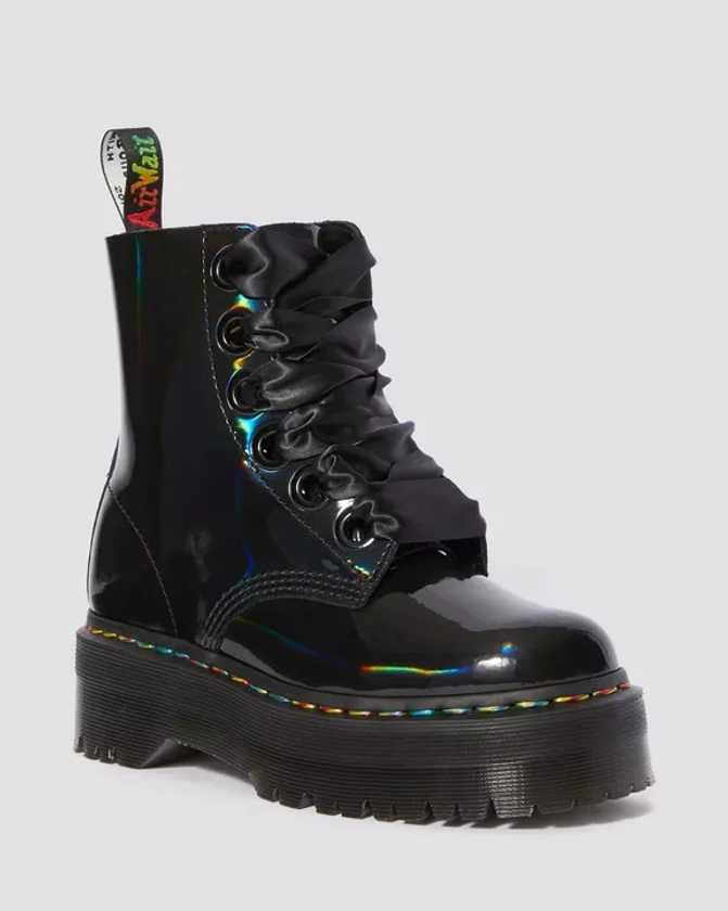 DR MARTENS Boots Plateformes Molly en cuir verni Rainbow