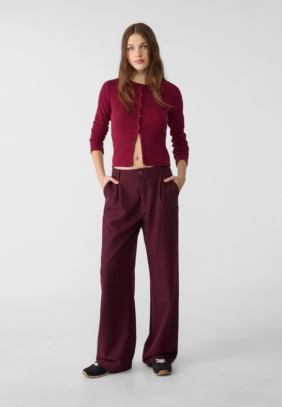 Smart straight-leg trousers - Women's Suits | Stradivarius Greek