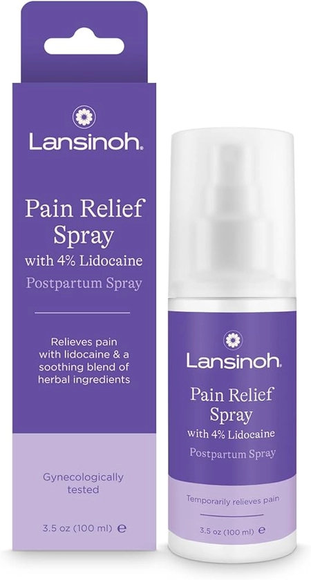 Amazon.com: Lansinoh Spray perineal 4% de lidocaína, alívio da dor para cuidados pós-parto, 100 ml : Saúde e Casa