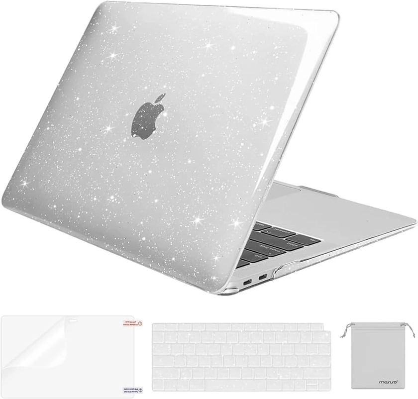 Amazon.com: MOSISO Compatible with MacBook Air 13 inch Case 2022 2021 2020 2019 2018 Release A2337 M1 A2179 A1932 Retina Display, Glitter Plastic Hard Shell&Keyboard Cover&Screen Protector&Storage Bag,Transparent : Electronics