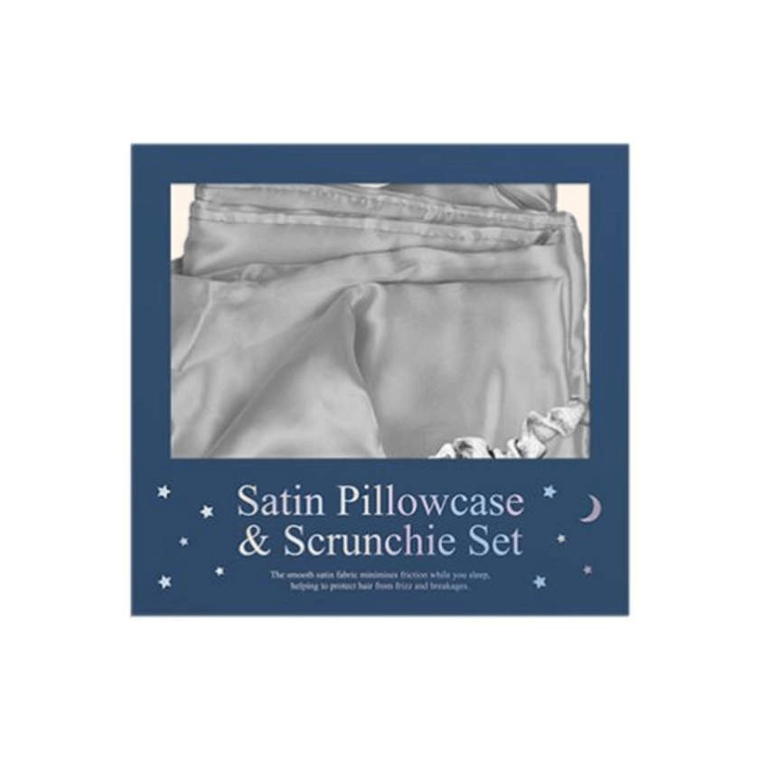 Satin Pillowcase &amp; Scrunchie Gift Set (Grey)