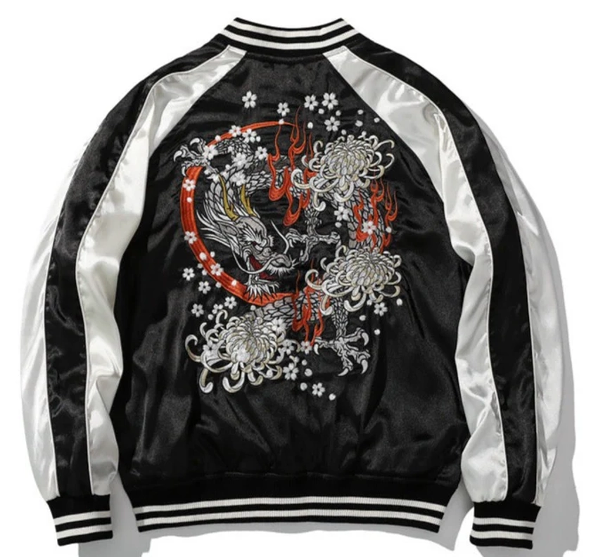 Moon x Dragon Embroidery Sukajan Jacket / Unisex Fit