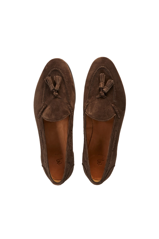 Lawrence Dark Brown Suede Tassel Loafers - Barbanera