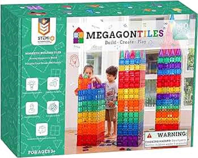 Magnetic Tiles|110PCS Premium Magnet Tiles|STEM AUTHENTICATED|Magnetic Tiles Kids|Magnetic Blocks| Magnet Tiles Set|Magnetic Toys|Magnetic Building Blocks|Magnetic Tile Toy Boys Girls 3-10 Year Old
