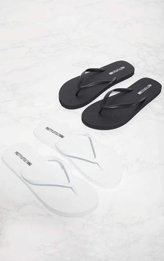 Black & White Flip Flops 2 Pack