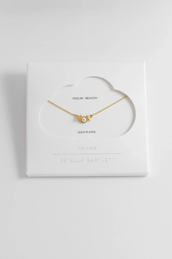 Estella Bartlett | Gold Plated Pearl Scallop Pendant Necklace