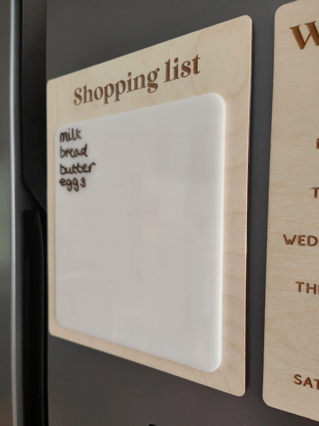 Dry Erase Shopping List Reusable Wipe Clean White Board List Acrylic and Birch Plywood Dry Erase Whiteboard Dinner Plan - Etsy