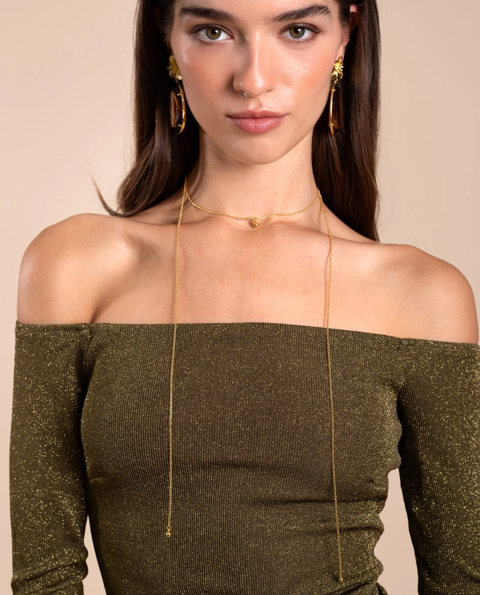 Long golden back necklace | Accessories THE-ARE