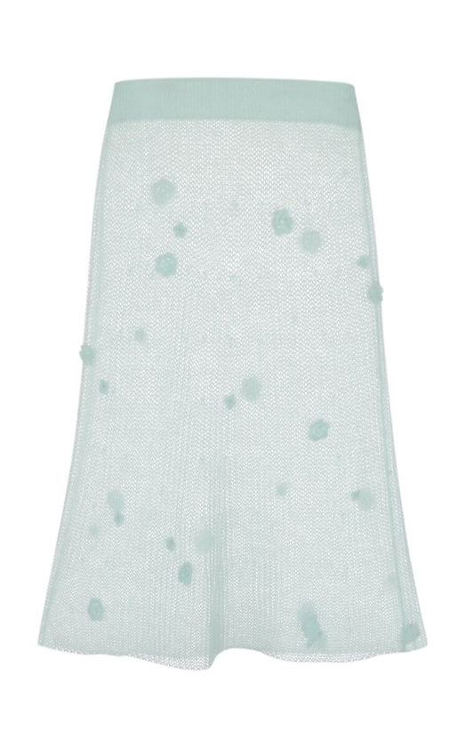 Dana Flower-Embellished Mohair Knit Midi Skirt